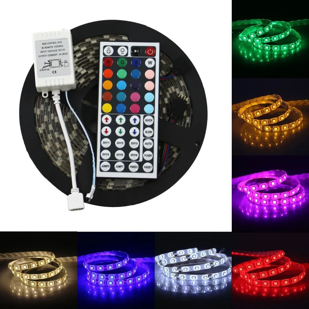 

Free shipping 50m/lot RGB 5050 SMD 300 LED Flexible Strip Waterproof Light Lamp with 44 Keys Remote Controller DC12V