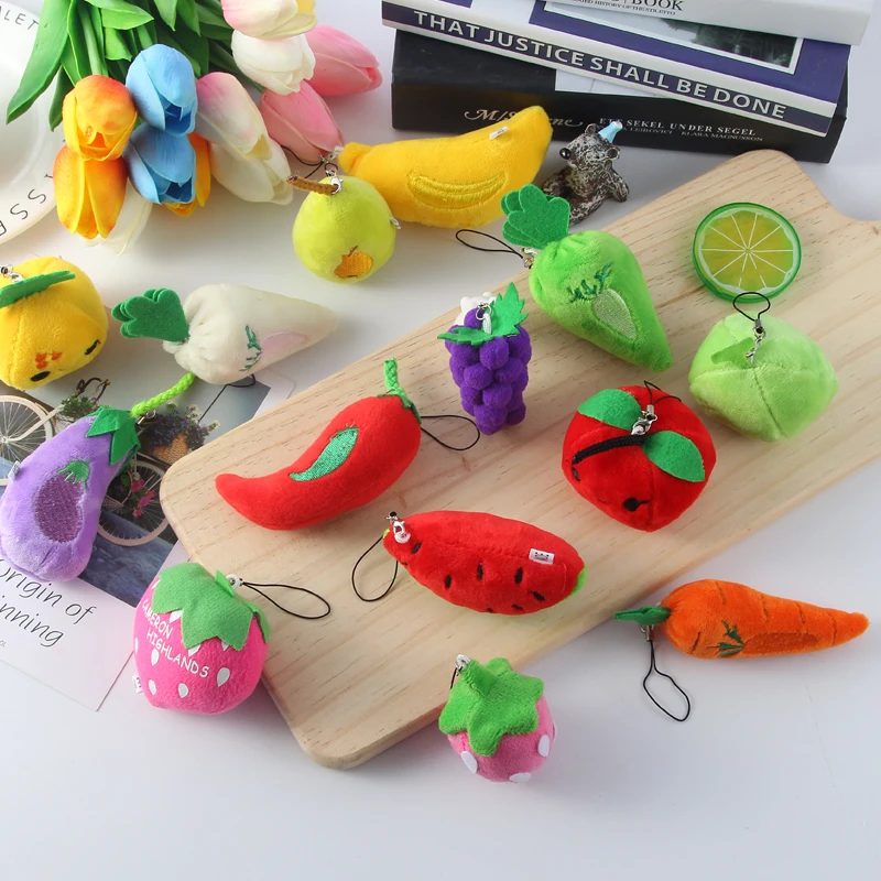 10cm Cute fruit and vegetable plush pendant bag keychain children plush toy primary school gift girl gift WJ055