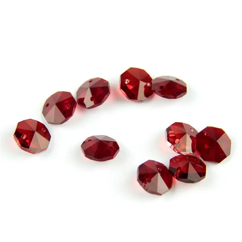 1000pcs 14mm Dark Red Crystal Chandelier Bead In 2 Holes For Glass Beads Garland Strand Hanging Decoration