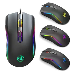 Hongsund New Macro Programming RGB 7200DPI Luminous Game Mouse Electric Race Cable Mouse 6 dpi File Adjustable Gaming Mouse