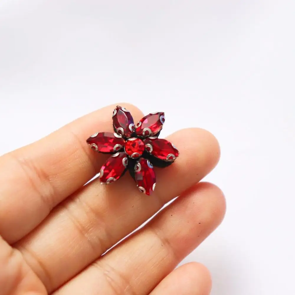 Small Colorful Floral Flower Rhinestones beads patches applique sew on beading applique clothes shoes bags decoration patch DIY