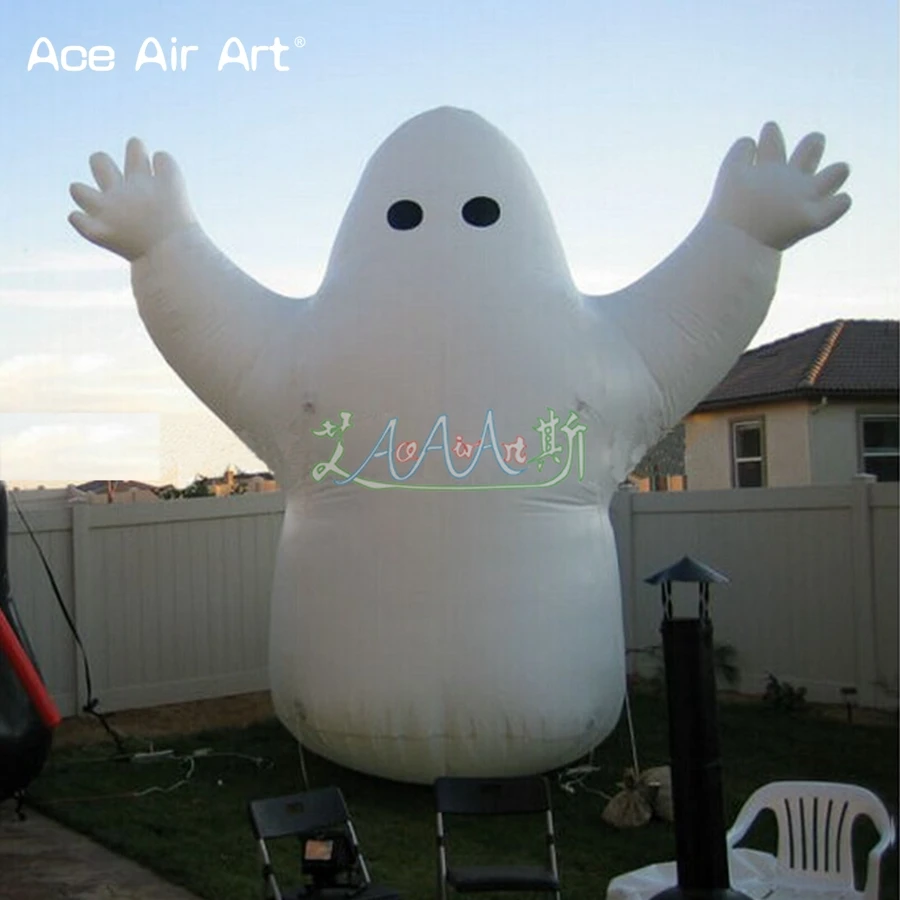 

Giant Halloween Charater Oxford Inflatable Ghost Fat Scary Ghost Monster Model Waved Arms for Ground Decoration with Blower