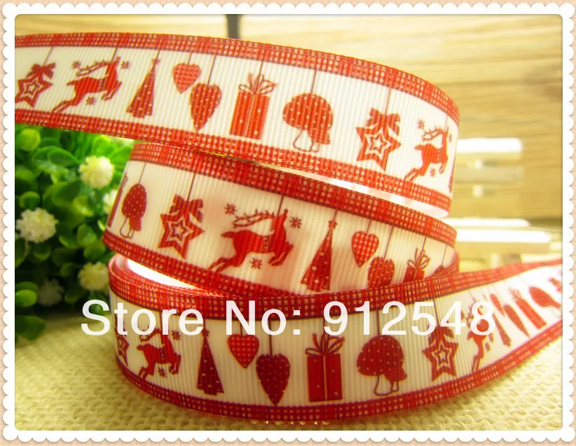 YJHSMY 9style Christmas 7/8'' (22mm) 5yard/lot Thermal transfer Printed grosgrain ribbon,Christmas frame ,91421