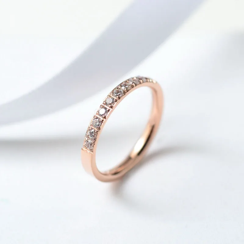 Rose Golden Colour Colors AAA Zirconia Crystal Rings for Woman Man Wedding Jewelry 316 L Stainless Steel Valentine Gift Not Fade