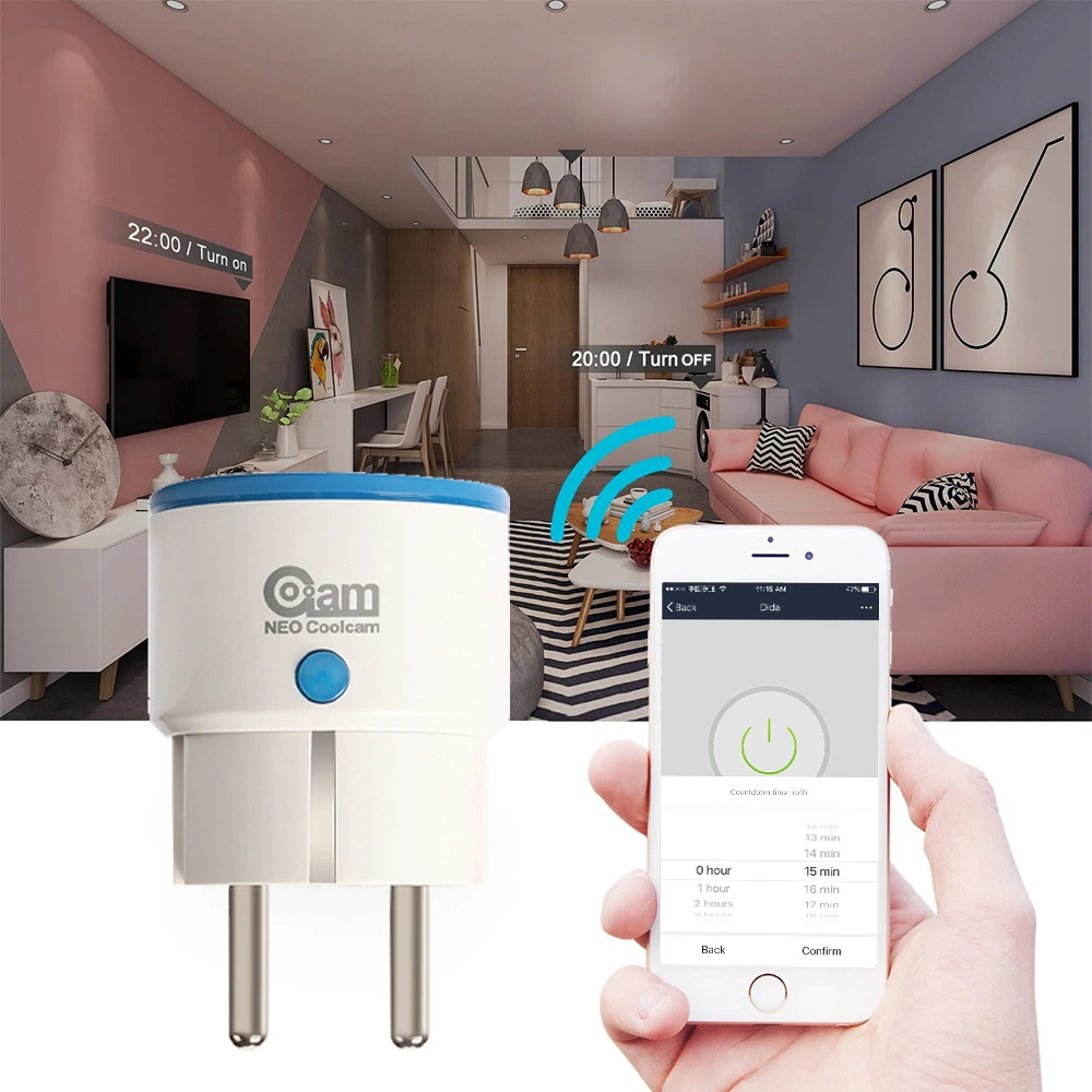 NEO Coolcam Z Wave Plus Mini Smart Power Plug Home Automation Zwave Outlet,Z Wave Range Extender,Energy Monitoring Smart Plug