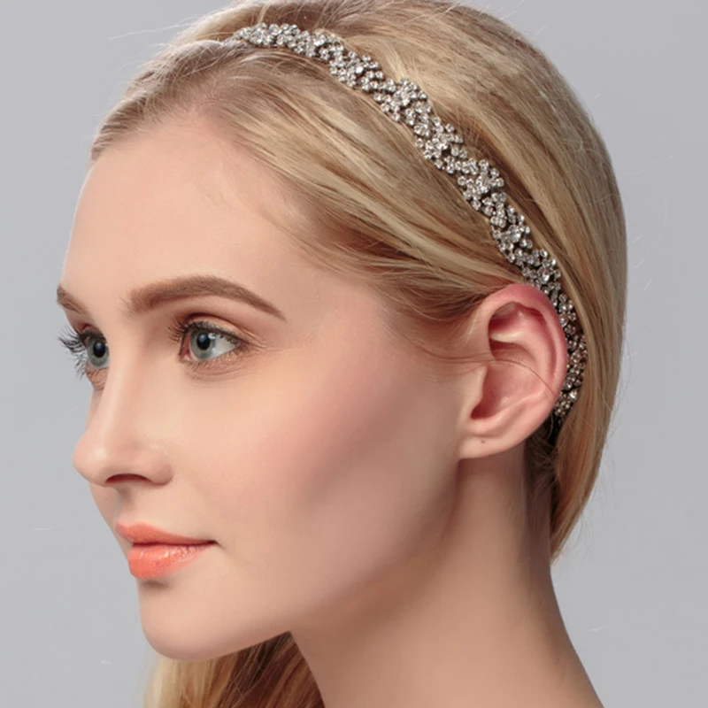 Miallo Elastic String Headband Women Crystal Beads Hairband Tiaras Hair Accessories Headbands Wedding Hair Jewelry