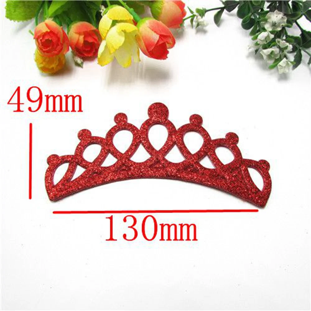 25pcs/lot Glitter Bigger Princess Crown padded applique Crafts for headwear bag shoe garment DIY accessories 130mm