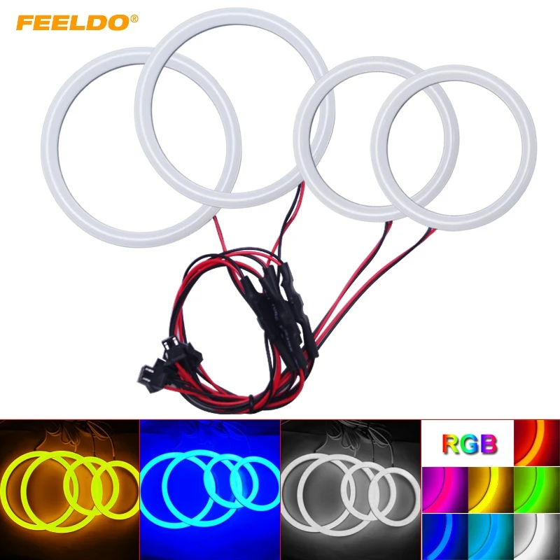 FEELDO 2X90mm 2X110mm Car Xenon Cotton Angel Eyes Halo Ring Light DRL For Opel ASTRA H (2004-2008) Headlight #HQ1201