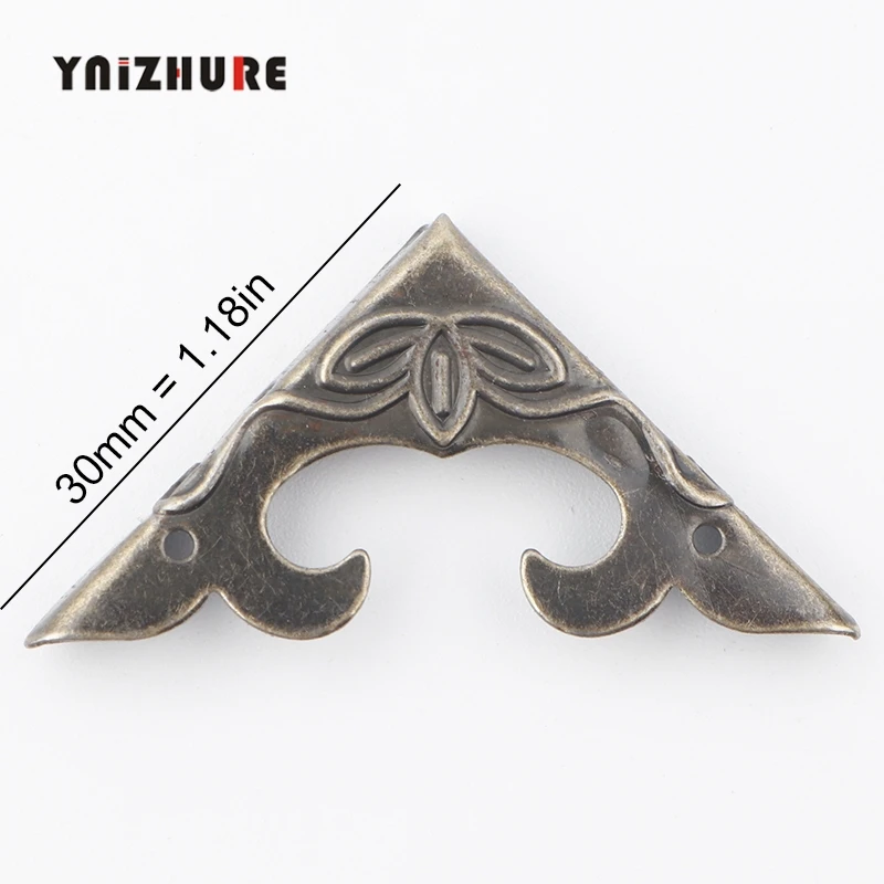 10PCS  Antique Corner Bracket 30mm Scrapbook Albums Jewelry Wooden Box Decorative Protector Crafts For Furniture Hardware