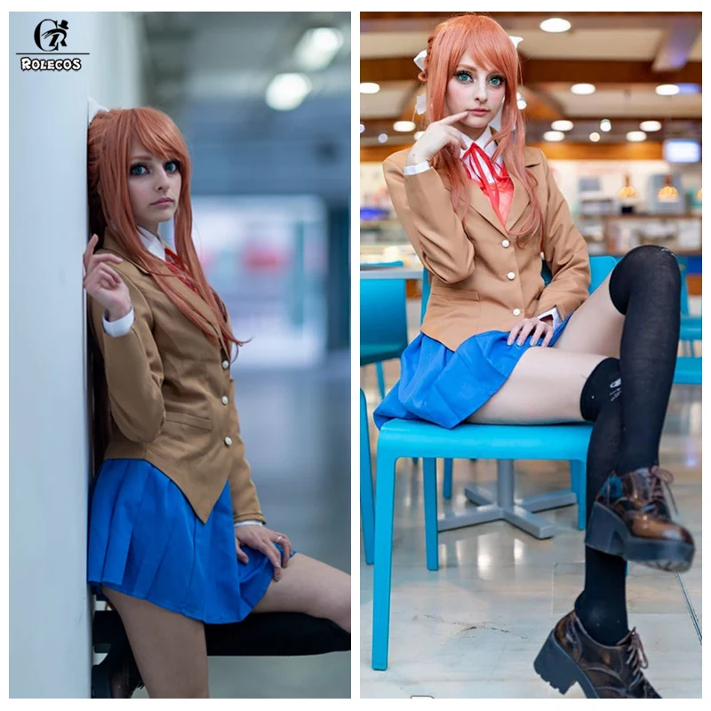 ROLECOS Doki Doki Monika Cosplay Sayori Yuri Natsuki Cosplay Costume School Uniform Girl Women Costume Game Cos