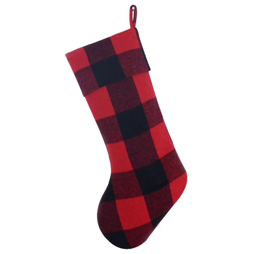 New arrive Free Shipping red and black Plaid Body Christmas Stocking Christmas tree Decoration