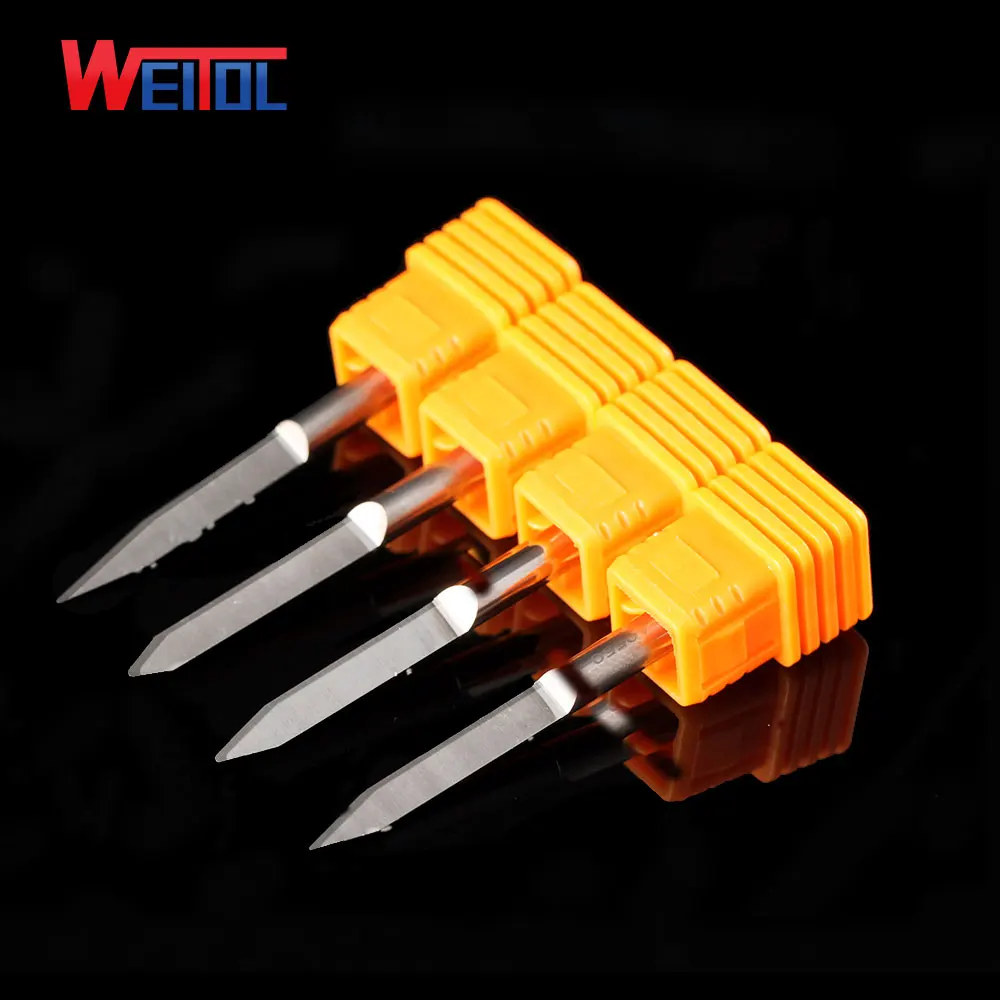 Weitol 5A 1 pcs/Lot  4mm V Shape round Bottom Carbide Engraving Bits CNC Router Tool 10 degree 0.2mm