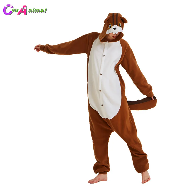 

Coffee Squirrel Women Polar Fleece Kigurumi Men Cartoon Animal Onesies Pajama Adult's Halloween Carnival Party Jumpsuit