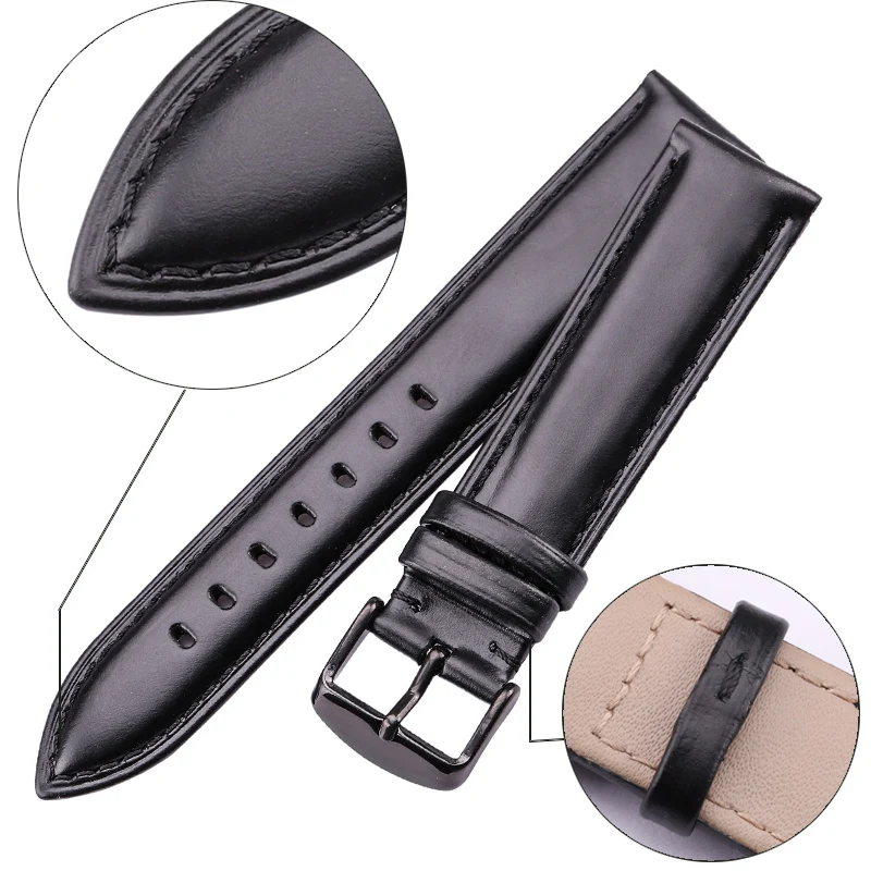 Black Brown Watchbands 18mm 19mm 20mm 21mm 22mm 24mm High Quality Smooth Watch Band Strap With Pin Buckle Watches Accessories