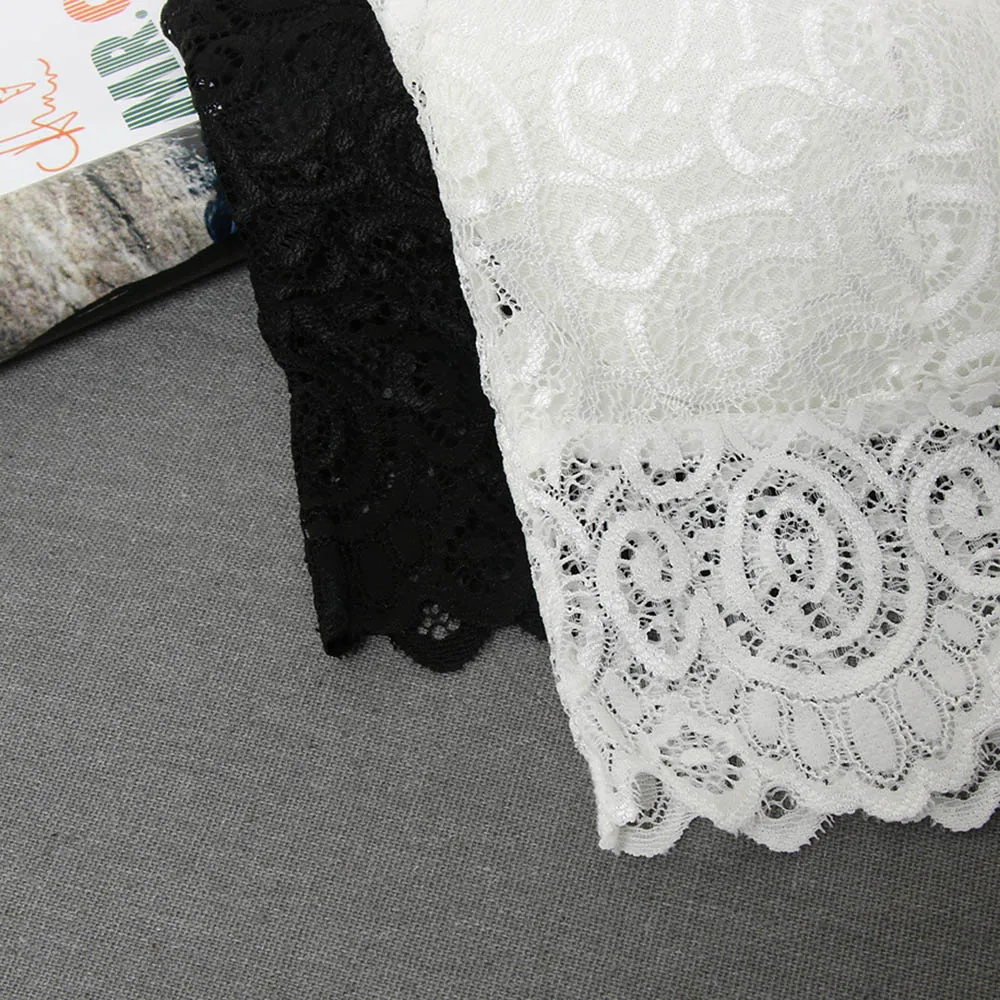 New Summer Women Black White Sexy Tank Tops Lace Floral Crochet Padded Bra Cotton Tank Tops Sexy V-Neck Lace Crochet Vest Casual