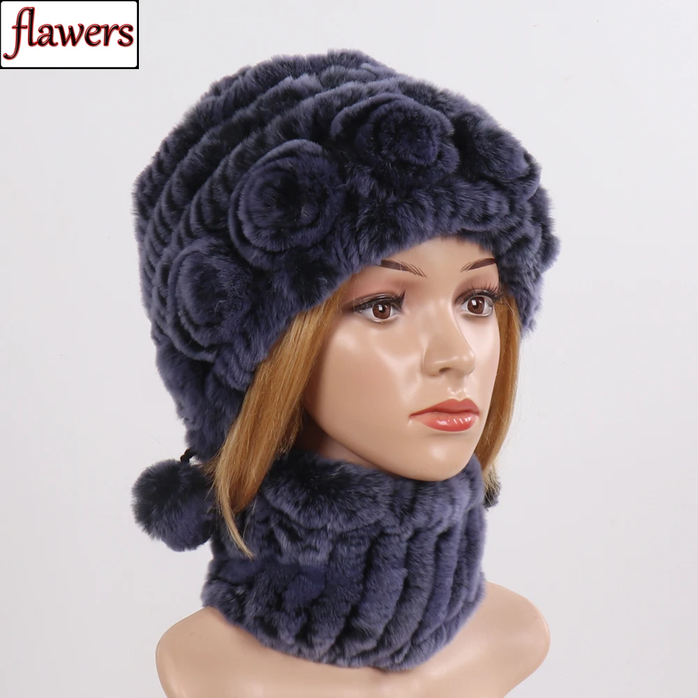 

Новинка, Зимний вязаный набор из шапки и шарфа, женские вязаные шапки из натурального меха, шарфы, Хорошие эластичные шапки из натурального меха