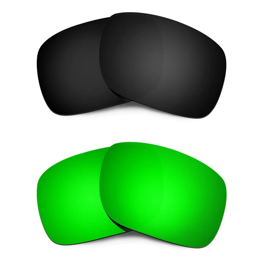 

HKUCO For Holbrook Sunglasses Replacement Polarized Lenses Black/Emerald Green 2 Pairs