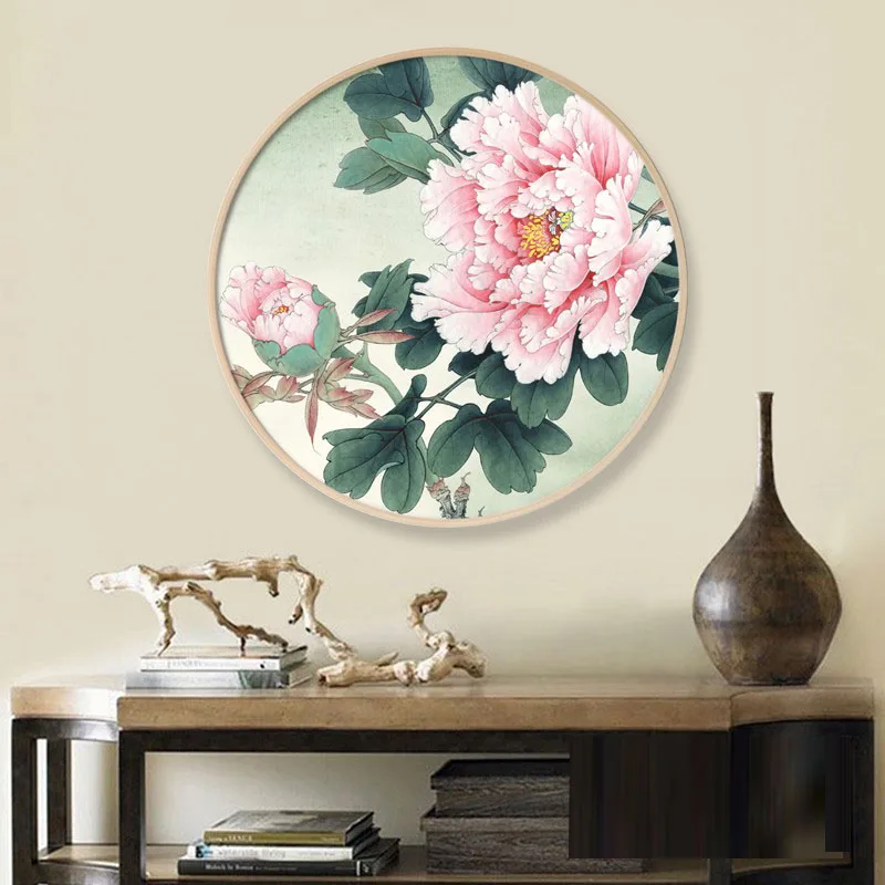 EECAMAIL Round Diamond Painting Full Of Drill Peony Flowers Rich Living Room Simple Modern Cross Stitch Diamond Embroidery 5D