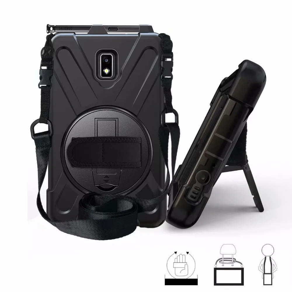 360 Degree Case for Samsung Galaxy Tab Active 2 8.0 T390 T395 SM-T395 tablet Silicone Hard Cover+Neck Strap & Hand Strap +pen