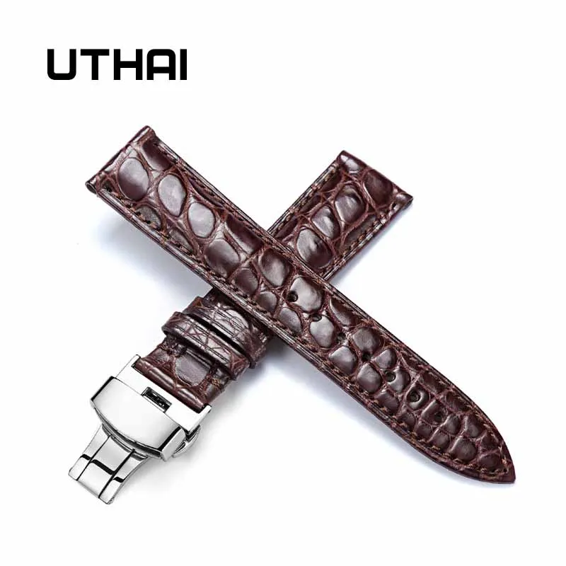 UTHAI Z04 Double click buckle crocodile leather strap 12/14/16/18/19/20/22 / 24mm Men\'s ladies\' strap