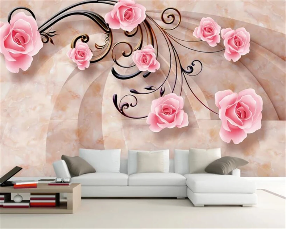 

beibehang Custom wallpaper murals Jade reliefs rose flower marble TV Sofa bedsid background wall mural wallpaper for walls 3 d