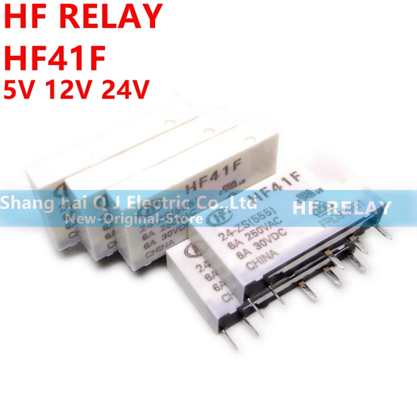 HF 100%-NEW 10PCS HF41F-24-ZS HF41F-12-ZS HF41F-5-ZS HF41F 60-ZS 6A 1CO 5V 12V 24V 60VDC Wafer relay original