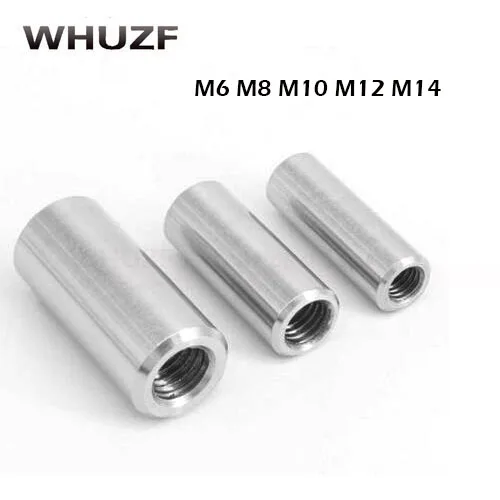 M6 M8 M10 M12 304 welding nut stainless steel long round nuts connecting cylindrical screw connector Length 10mm-40mm