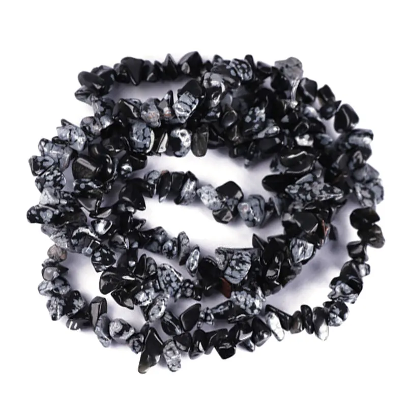 3-5x6-8mm Black Snowflake Beads Natural Freeform Chips Stone Beads For Jewelry Making Beads 32'' Needlework DIY Beads Trinket