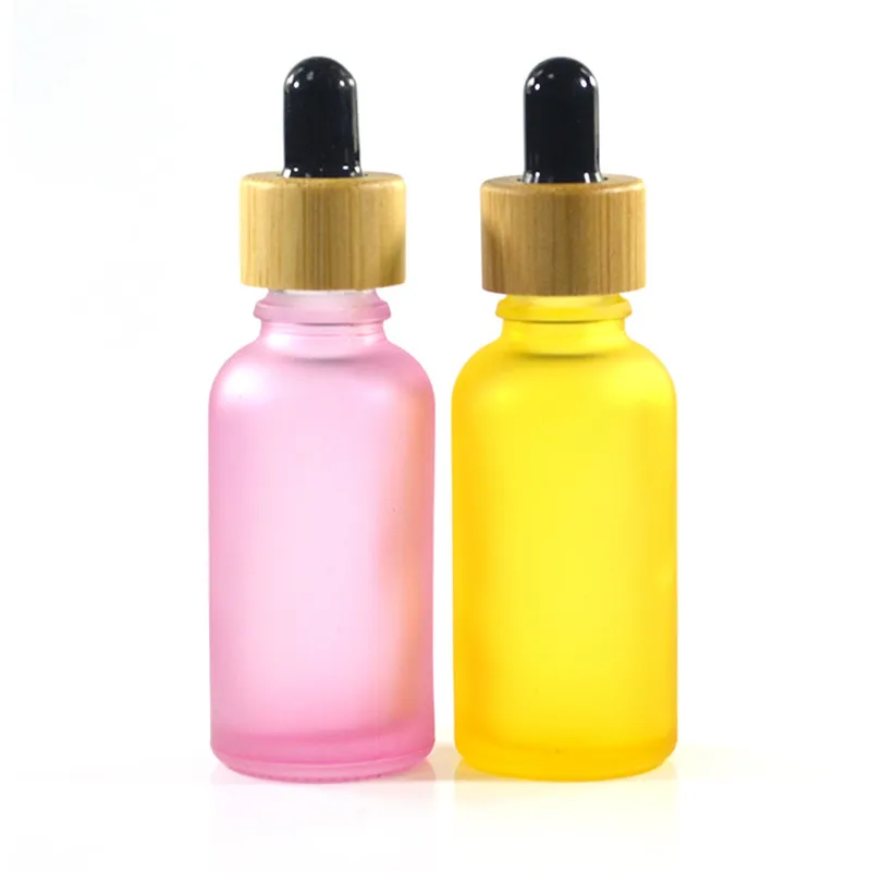 330pcs*30ml Coating Orange Red ,Purple, Pink,Black essentail oil glass dropper bottle with bamboo lid Eye Cream