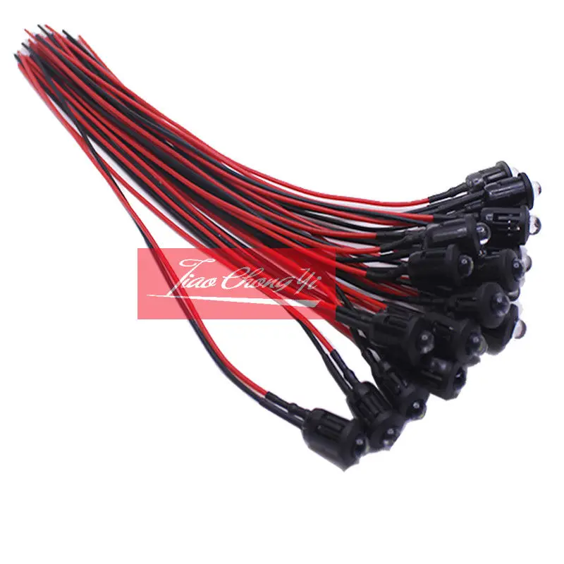 Red/blue/green/white/yellow color PreWired 12V F5mm Car Boat LED + Holder 5R 10-100PCS