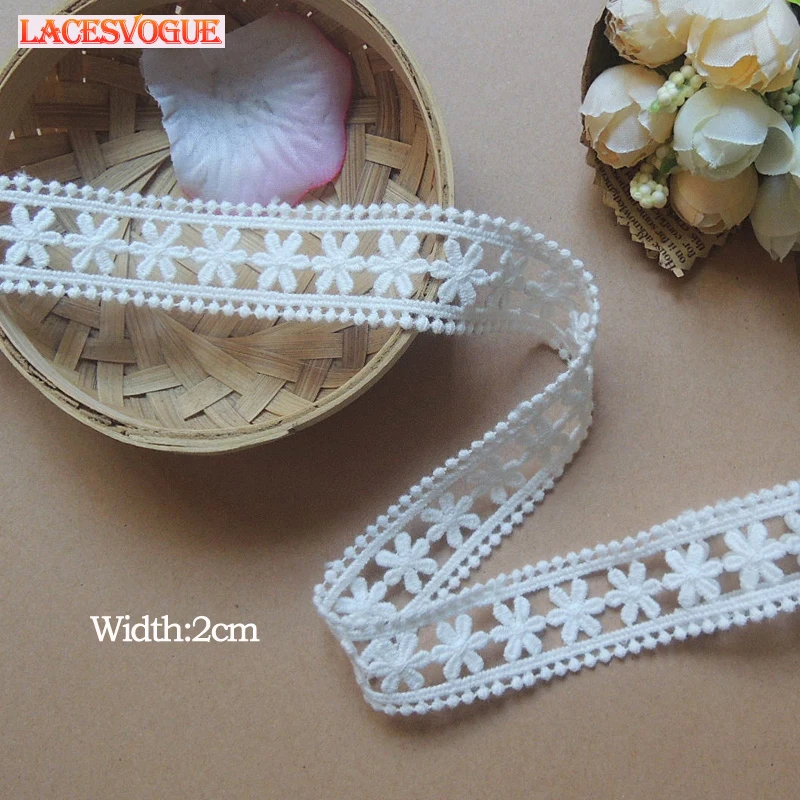 Cotton Embroidery Lace Trim, Patchwork Needlework Sewing Accessories, Clothes Edge Decoration, Garment Material 237, 2cm,19Yards