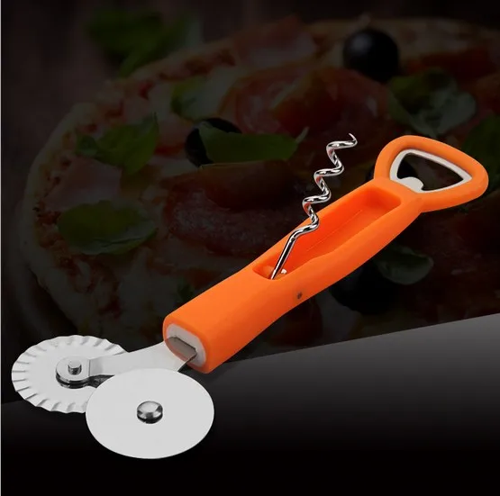 1PC S/Steel Double Wheel Pizza Cutter Round Pastry Pasta Dough Cake Knife Kitchen Accessories Bakeware Baking Tools  KX 184