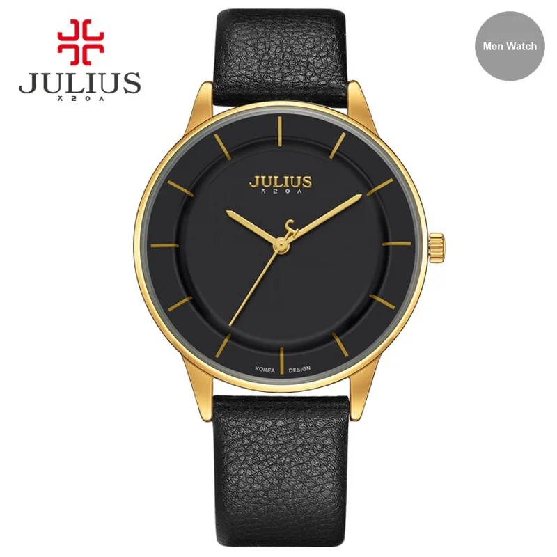 JULIUS Watches Men Simple Leather Watch Stylish Thin Wrist Watch Brand Luxury Designer 2017 New Business Quartz Clock UHR JA-957