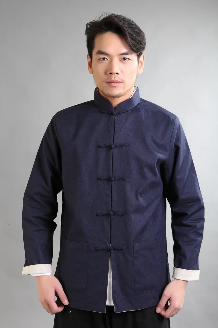 Black Red Vintage Chinese Two-Face Coat Men Cotton Linen Reversible Kung Fu Jacket Size S M L XL XXL XXXL hombre chaqueta Mim22G