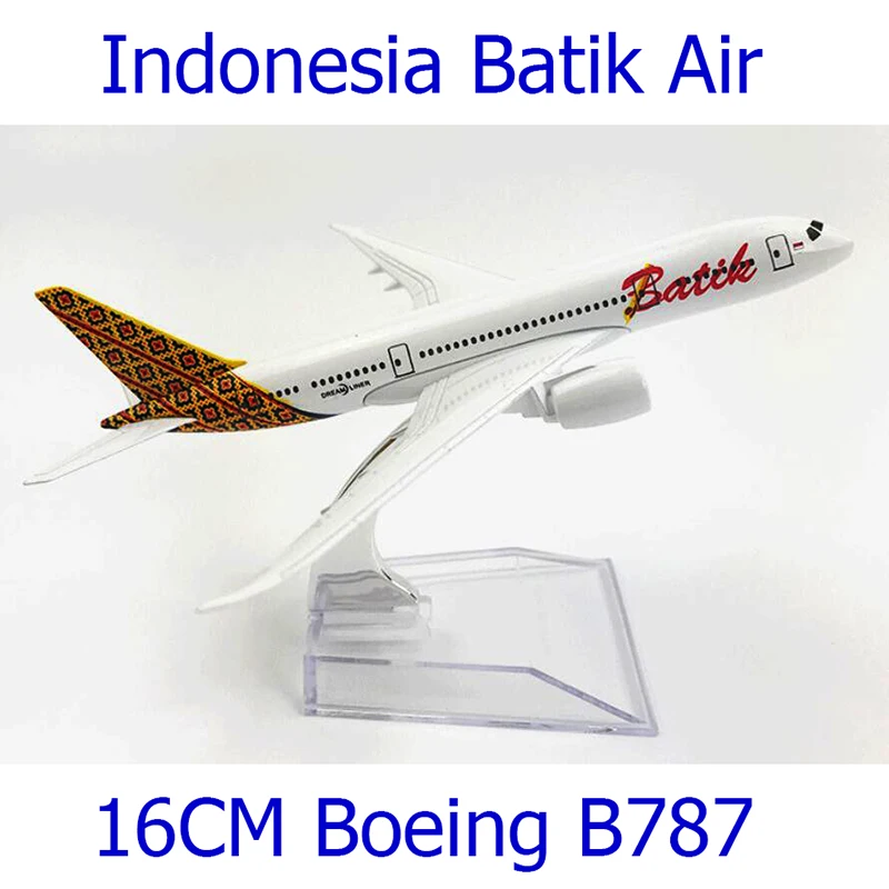 16CM 1:400 Indonesia Batik Air Airlines B787 Model with Base Metal Alloy Aircraft Plane Collectible Display Model