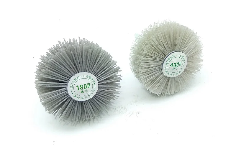 

New 3pcs OD85*6mm shaft Abrasive Wire Grinding Wheel Nylon Bristle Brush for Wood Furniture Mahogany Polishing