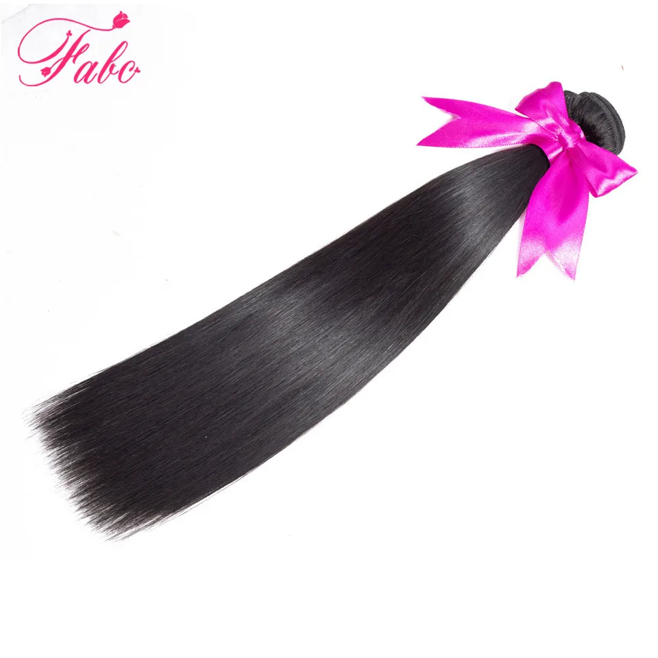 Fabc Hair Brazilian Straight Hair Weave 1 Piece Remy 100% Human Hair Extention Natural Color 10-28inch Can Be Dyed