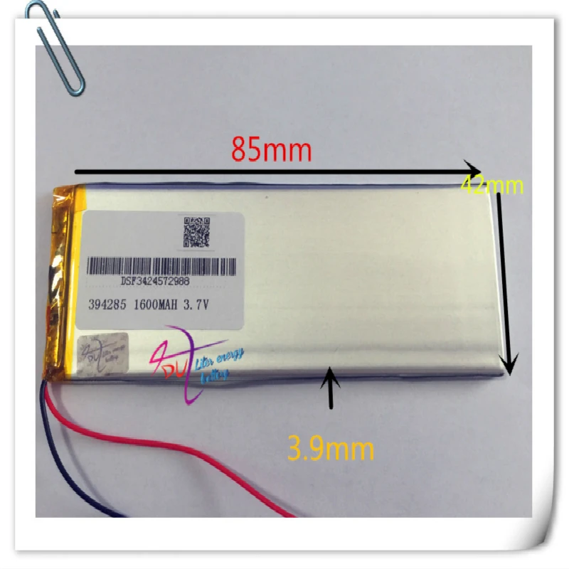 

10 pcs 3.7V 1600mAh 394285 404085 Lithium Polymer LiPo Rechargeable Battery For PAD GPS Vedio Game E-Book Tablet PC Power Bank