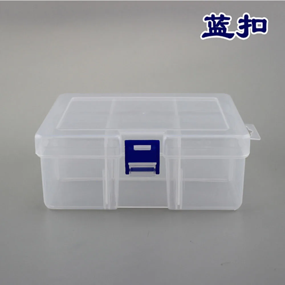 Plastic big 6 Grid Compartment Adjustable Jewelry Necklace Transparent Storage Box Case Holder Craft Organizer Container Storage