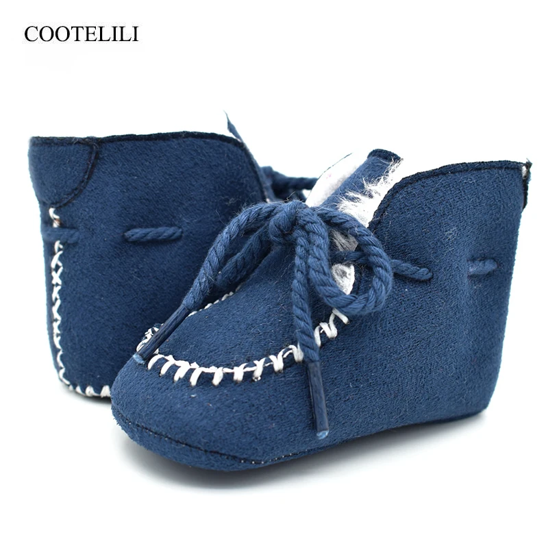 

COOTELILI Anit-Slip Baby Girl First Walkers Shoes Soft Bottom Winter Velvet Baby Boots Warm Infant Shoes For Boys Girls