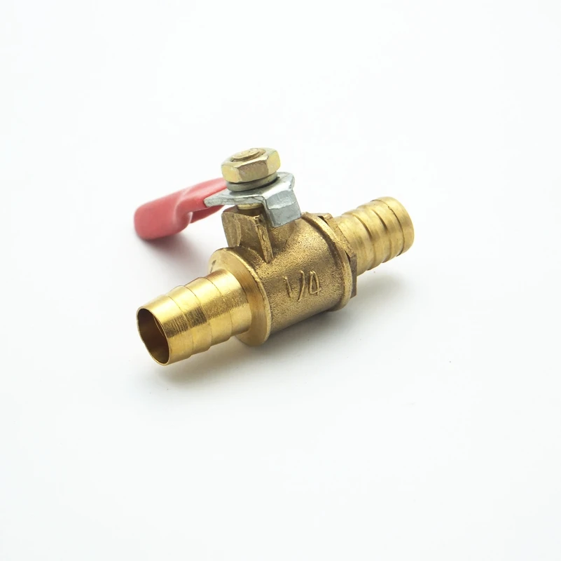 8mm Hose Barbed x 8mm Hose Barbed Two Way Brass Ball Valve For Oil Water Air