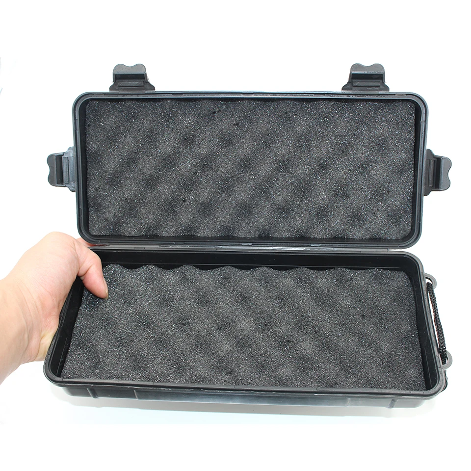 Universal Waterproof Anti Fall Black Plastic Storage Box For Flashlight Light Torch Lamp Battery Charger Case Holder 27*10*7