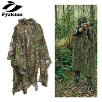Fyzlci-3D Hunting Camouflage Ghillie with Cap, Suit Clothes, Jungle Cloak, Poncho Camo, Bionic Leaf for Sniper Photography