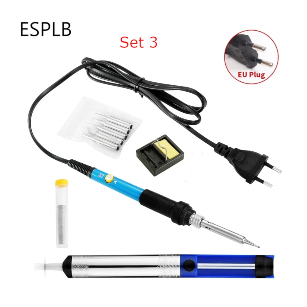 ESPLB 110V/220V US/EU Plug Electric Soldering Iron Adjustable Temperature Welding Solder Station Heat Pencil + 5pcs Tips