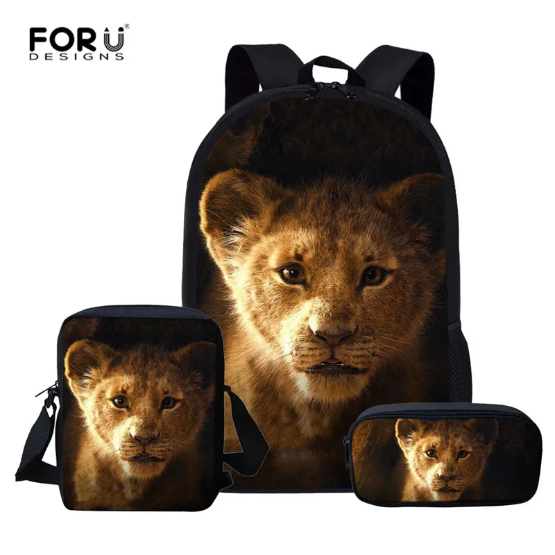 

FORUDESIGNS Lion King School Bags Set For Boys Lightweight Backpacks Child Lion Book bag Kids Shoulder Bag Satchel Knapsack