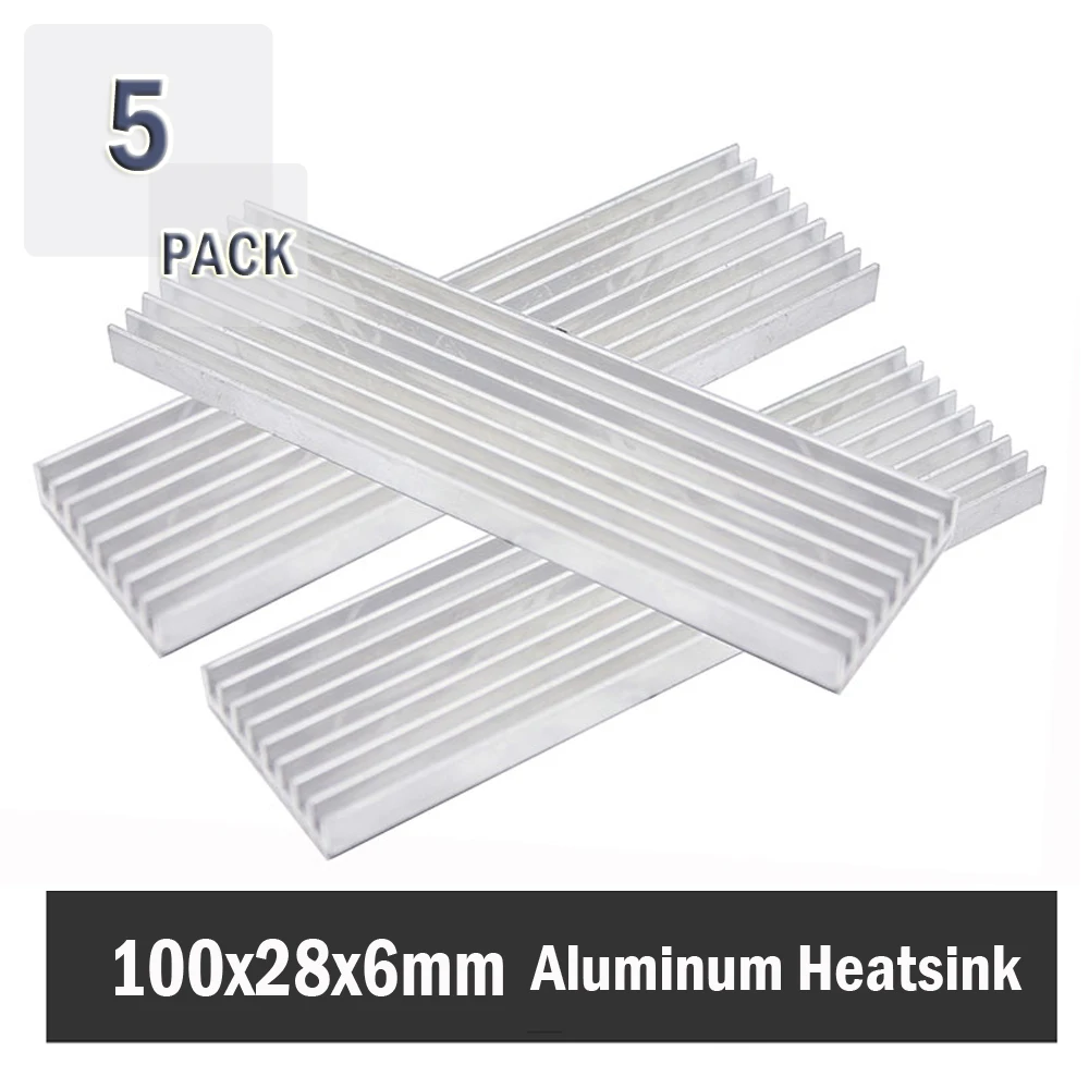 

5Pcs Gdstime 100x28x6MM Cooling Accessories DIY Heatsink CPU GPU IC Memory Chip Aluminum Heat Sink Extruded Cooler Radiator