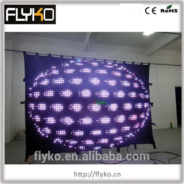 5mm RGB pixel PC+DMX512 control 3750pcs Flyko high quality fireproof velvet led video curtain