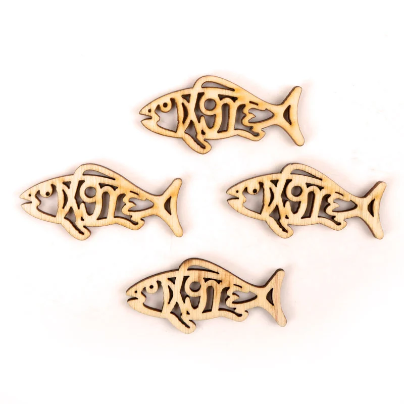 Wooden Cute Fish Shape Arts Painting Scrapbooking Embellishments Craft Handmade Home Decoration Accessories DIY 50mm 10pcs MZ257