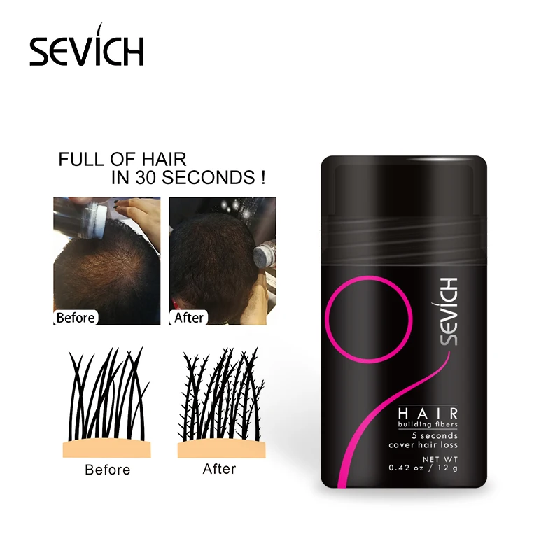 Sevich 12g hair loss extension products hair building fiber  safe keratin bald natural salon hair line concealer