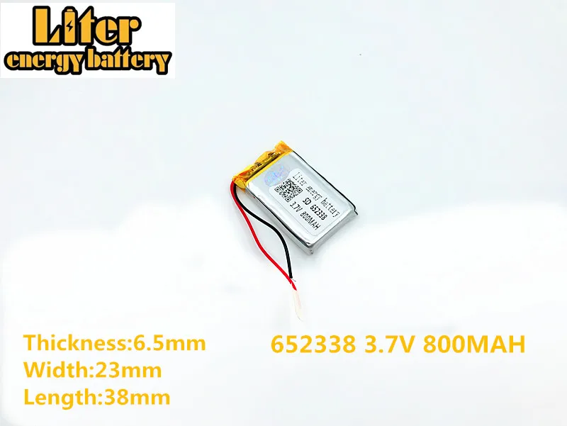 652338 3.7V 800mAh Rechargeable Battery For toys millet GPS TEXET FHD-570 DVR dvr-3gp Gmini HD50G HD70G iBox Pro-800 SD 652338